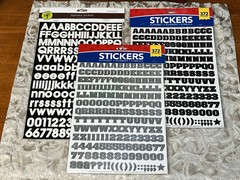 Black White Silver ALPHABET LETTERS NUMBERS Scrapbook Craft Sticker Bundle Set