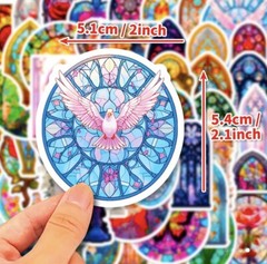 10pcs Light Stain Glass Window Stickers- Scrapbook, Journal, DIY Cards & Crafts