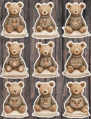 Winter Teddy Bear Die Cut Vinyl Stickers Scrapbooking Laptop Waterbottle