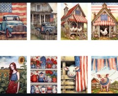 8 Pcs Americana Tags Junk Journal Scrapbook USA Seller