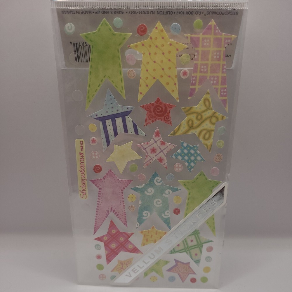 Sticko Velum Pastel Easter Star Pink Purple Yellow Stickers Scrapbook Journal