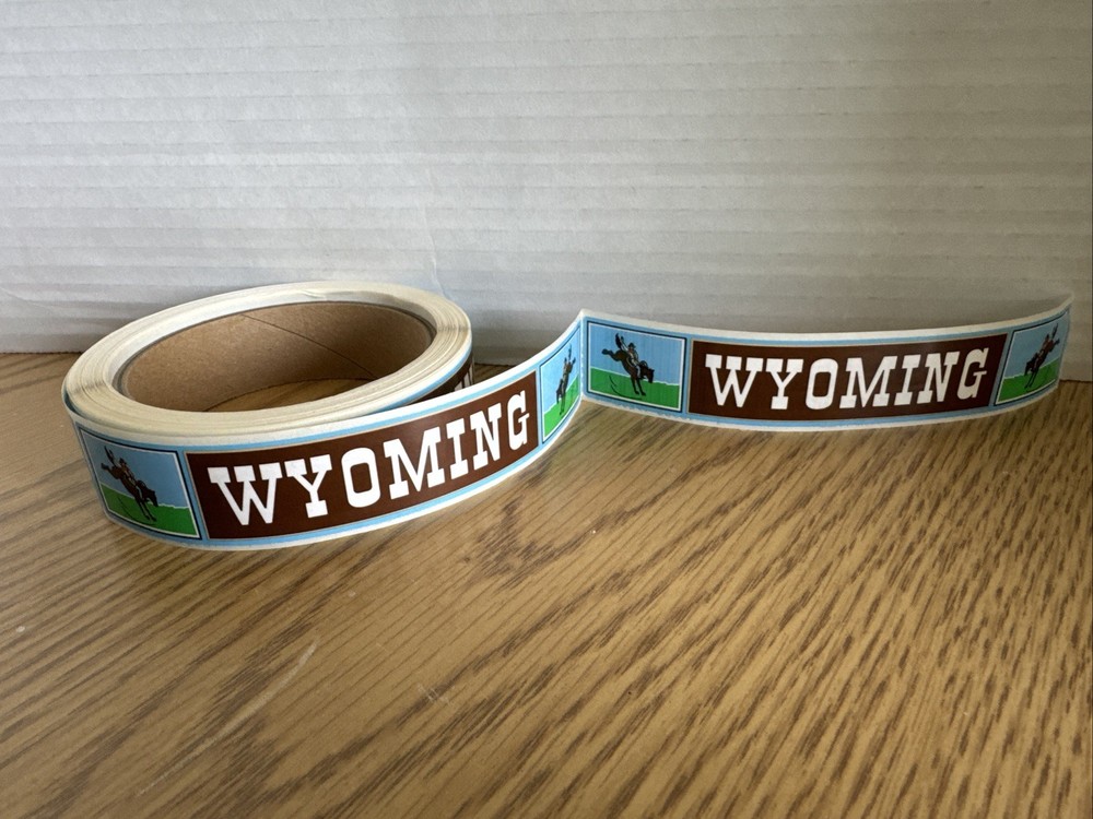 S.R.M. State Titles Banner Stickers Wyoming Sticker Roll Vintage Hard To Find ￼
