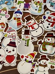 50 Pieces Bundle Pack Snowman Christmas Stickers Decal High Glossy Finish