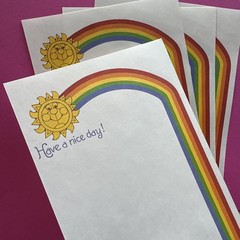 Vintage 80s 90s Sangamon Rainbow Sun Have A Nice Day Stationary Note Paper