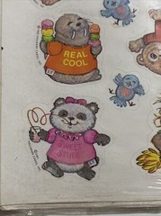 Vintage 80s Shirt Tales Fuzzy Flocked Stickers Hallmark TV Cartoons Scrapbook