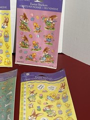 6 Packs of Vintage Easter Stickers, Each Pack Contains 4 Sheets of Stickers