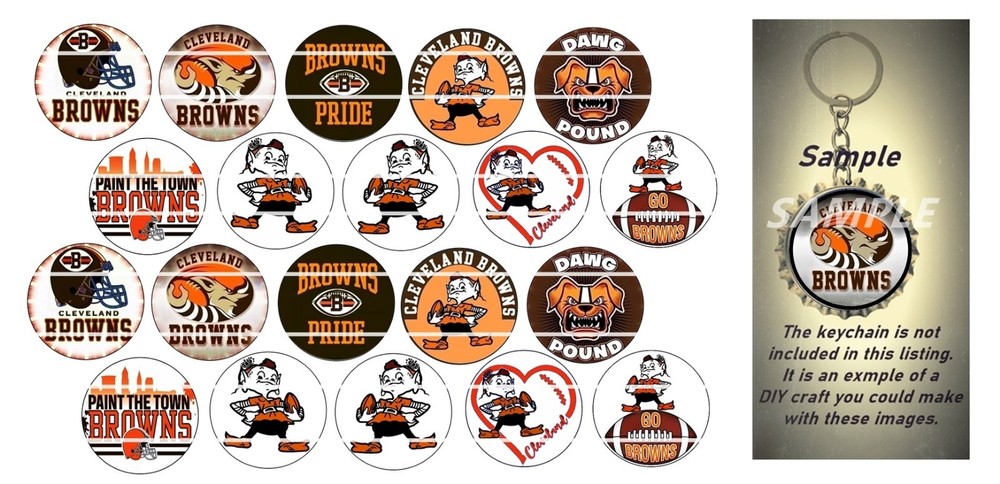 Bottle Cap Images (25mm) 1″ ~ Precut ~ Cleveland Browns Inspired ~ USA seller
