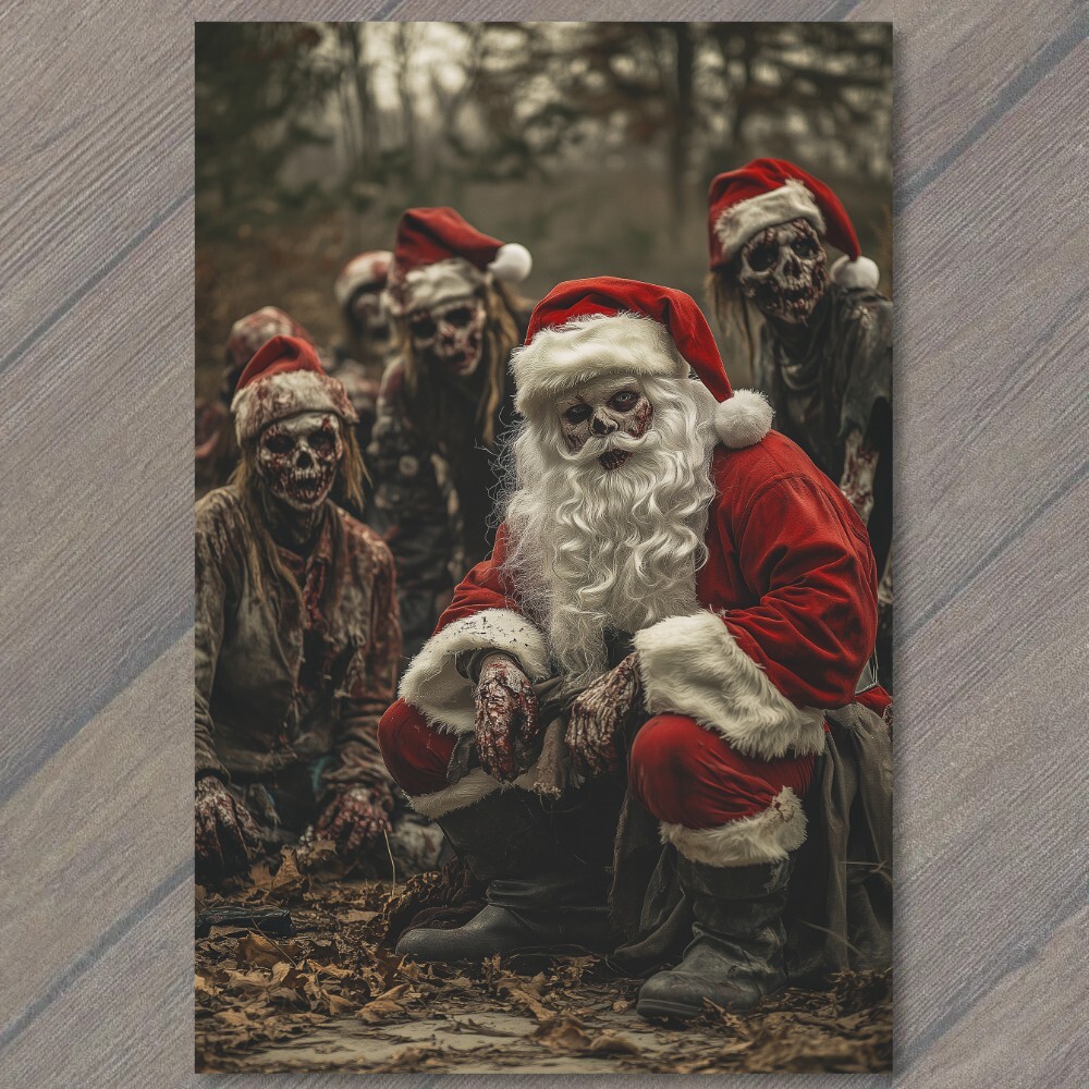 STICKER Horror Santa Zombie Elves Creepy Christmas Haunted Scene Holiday Xmas