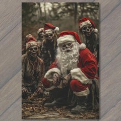 STICKER Horror Santa Zombie Elves Creepy Christmas Haunted Scene Holiday Xmas