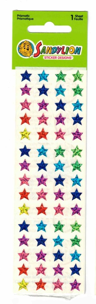 Vintage Colorful Stars New Pack Sandylion Prismatic Sparkly Scrapbook Stickers!
