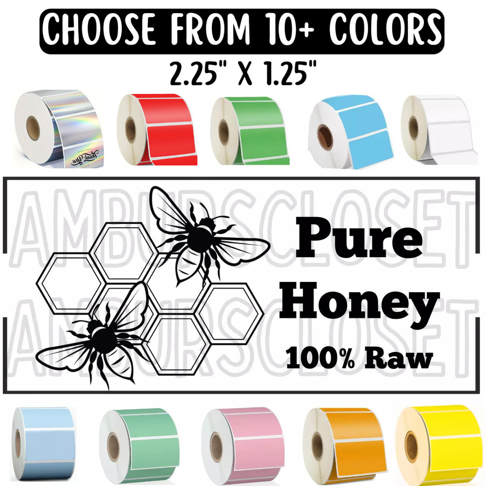 PURE HONEY STICKERS 2.25″ ORGANIC RAW SEALS LABELS Food SCRATCH RESISTANT