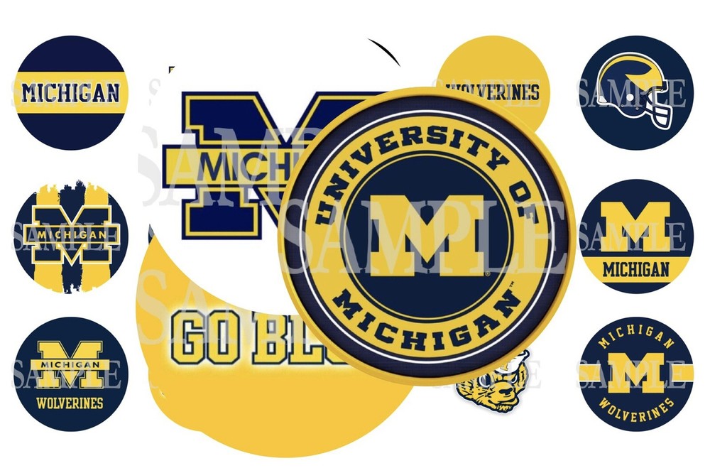 Michigan Wolverines Pre-Cut 1 Inch Bottle Cap Images (3 Options)