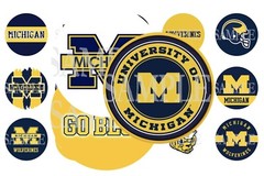 Michigan Wolverines Pre-Cut 1 Inch Bottle Cap Images (3 Options)