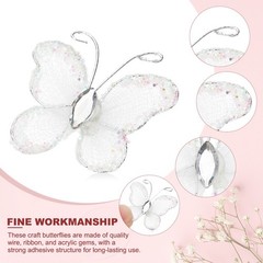 50 Pcs Butterflies for Crafts, 1.2″ Mesh Organza Butterflies, White