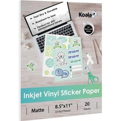 Vinyl Sticker Paper 20 Sheets 8.5×11 Inch Matte White Waterproof