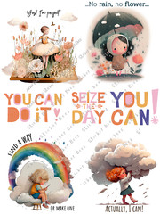 Junk Journal Supplies Motivational Girl Collage Sheet Scrapbook Card Topper