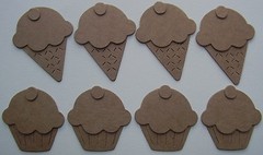 8 CUPCAKES & ICECREAM CONES – Birthday Invitations Raw Bare Chipboard Die Cut