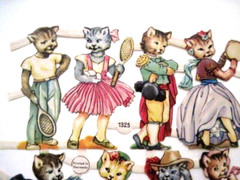 Sweet 1950’s PZB Die Cuts of Darling Cats Dressed in Human Costumes *
