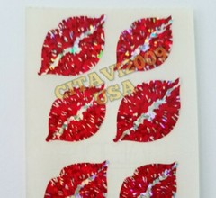 HAMBLY STUDIOS PRISMATIC STICKERS RED LIPS – KISSES – VINTAGE COLLECTABLE RARE