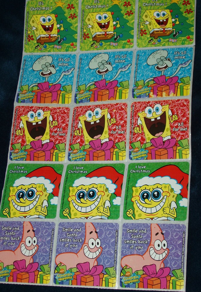 15ct. RARE SPONGEBOB SQUAREPANTS Christmas/Holiday Party Favor 2.5” Stickers