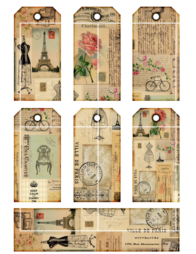 VTG Ephemera Tags & Bookmark Card Toppers Supply Scrapbook Junk Journal Crafts