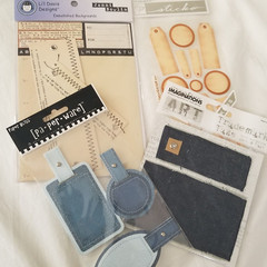 NEW Lot 4 Pkgs Tags Jenni Bowlin Sticko Paper Bliss Blue Brown Scrapbook Cards-G
