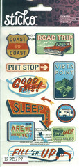 Road Trip Coast to Coast Travel Trailer Motel Diner Gas Vista Sticko Stickers