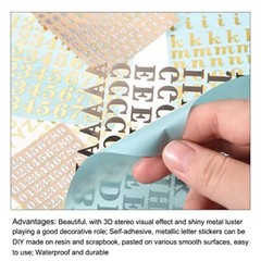 Alphabet Letters Number Stickers 3D Foil Glitter Self Adhesive for Rose Gold