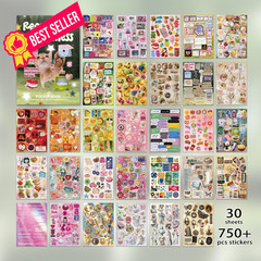 Bomichi Cute Sticker Book, Y2K Vintage Grunge Kawaii Retro Aesthetic Cat