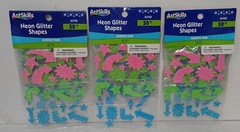 ArtSkills Neon Glitter Adhesive Foam Shapes 150 Pcs