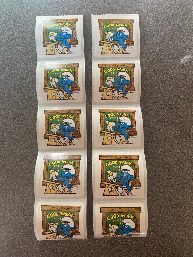Smurf Good Work Classroom School Gift Stickers Lot of 10 Vintage 1983