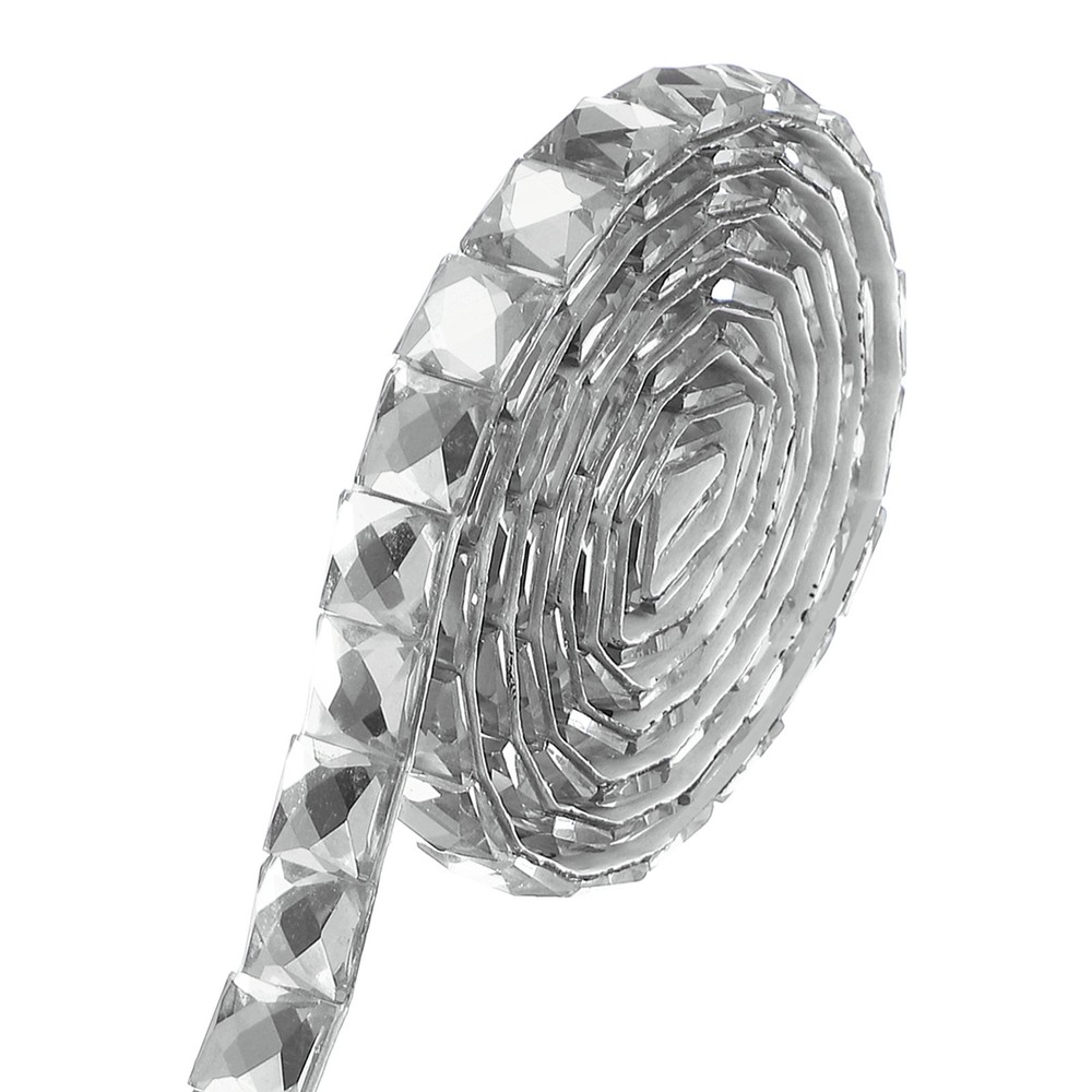 0.39 Inch x 1 Yard Crystal Rhinestone Sticker Ribbon White