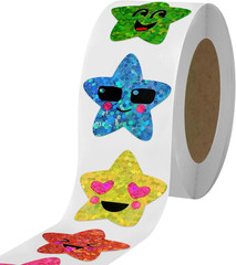 Smiley Face Star Stickers for Kids Reward, 1Inch 8 Colored Sparkly Foil 700Pcs
