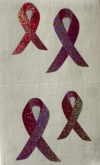 SPARKLE PINK AWARENESS RIBBON Stickers(4pc)Mrs.Grossman’s•Pink •Cancer•Prismatic