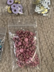 Scrapbooking Eyelet Lot Of 7 Easter Theme Easter Egg Bunny Pastel Mint Pink Blue