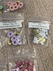 Scrapbooking Eyelet Lot Of 7 Easter Theme Easter Egg Bunny Pastel Mint Pink Blue