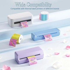 Waterproof Holographic Thermal Labels 2 Inch Square 200 Pcs with Glitter Finish