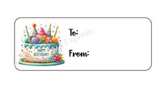 TO FROM GIFT TAGS BIRTHDAY CAKE ENVELOPE SEALS LABELS STICKERS PARTY FAVORS