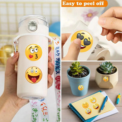 500Pcs Happy Face Stickers Roll 1 Inch Fun Emoji Labels Gift Packaging