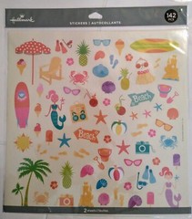 142 Beach Stickers ~ Hallmark ~ Seashells Mermaids Surfboard Ice Cream Palm Tree