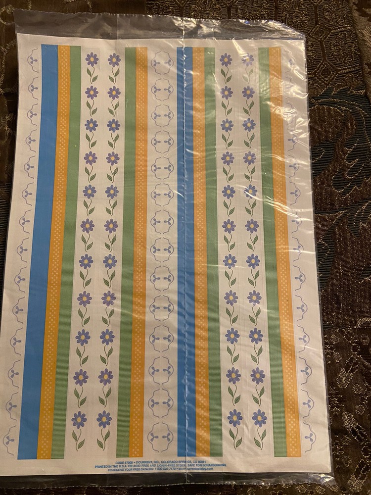 Current Scrapbook Border Sticker Sheets NEW 3 Lg Vintage Sheets, Asst’d Prints.