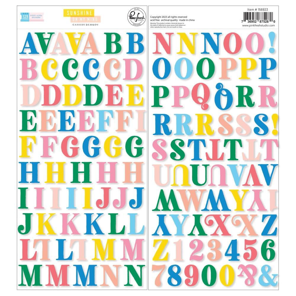 PINK FRESH PUFFY STICKERS – SUNSHINE ON MY MIND- 129 PCS