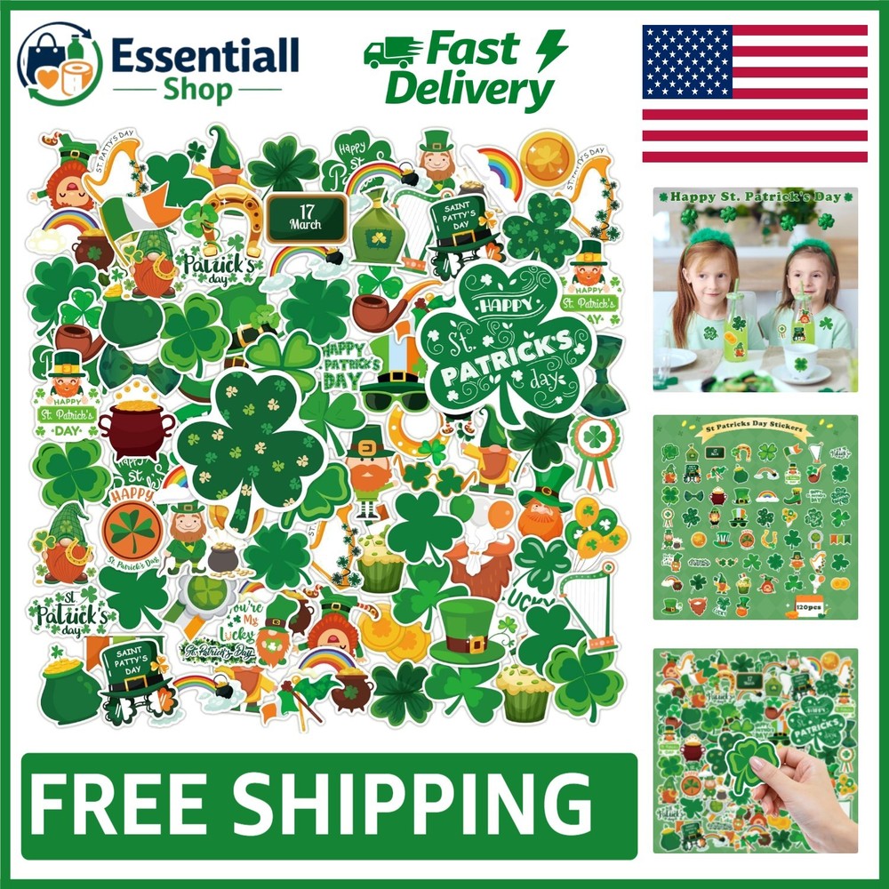 Vibrant St. Patrick’s Day Crafts Stickers – 120 Non-Toxic Kids Party Favors
