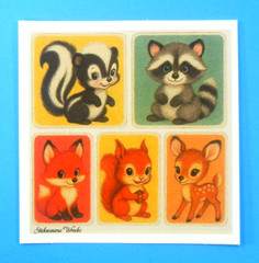 Woodland Animals Colorful Backgrounds Mini Sticker Sheet Style 2