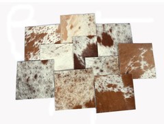 AARON LEATHER GOODS Hair-On Hide Squares 12×12 Natural Mixed Colors 10-Pack