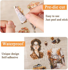 100 Vintage Girls Scrapbook Stickers – Retro Transparent PET for Diaries & Craft