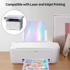 Holographic Sticker Paper for Inkjet & Laser Printer 8.5X11 Inch Printable Vinyl
