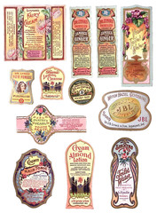 Vintage Dr Lynas & Other LOVELY Soap Beauty PAPER LABEL Floral Gilt Trim
