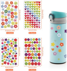 24 Sheets / 1434 Pcs Small Cute Sticker Sheets – Colorful Dot Star Flower Heart