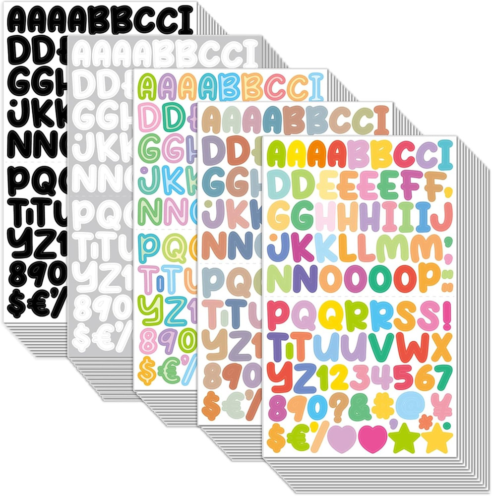 5400Pieces Letter Stickers, 60 Sheets Alphabet Stickers0.5In Vinyl, Self-Adhesiv